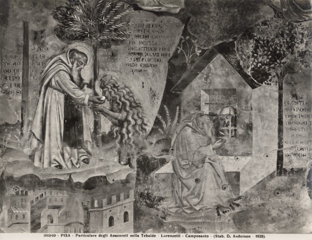 Anderson — Anonimo pisano - sec. XIV - Zosimo comunica santa Maria Egiziaca ed episodio della vita di san Macario — particolare